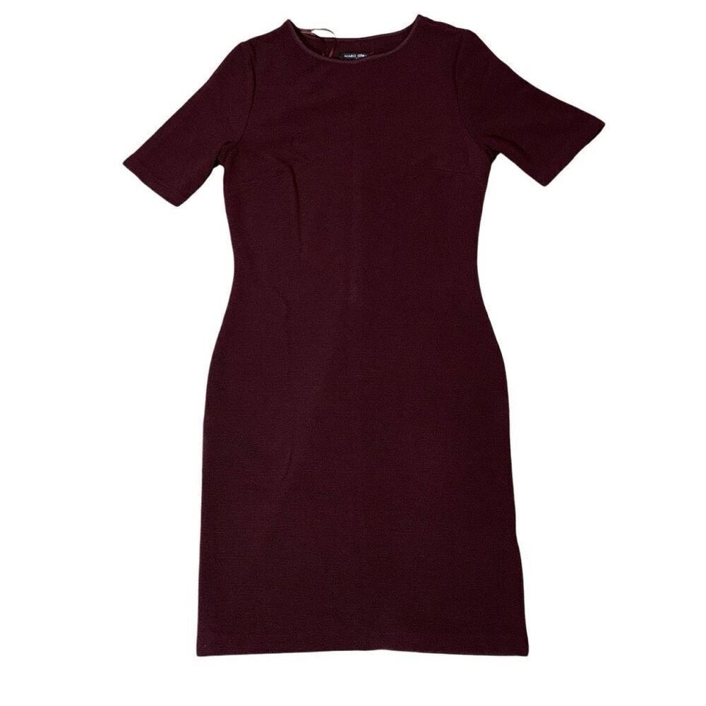 Mario Serrani Italy Womens Sz XS Knee Length Sheath Dress Burgundy Short Sleeve